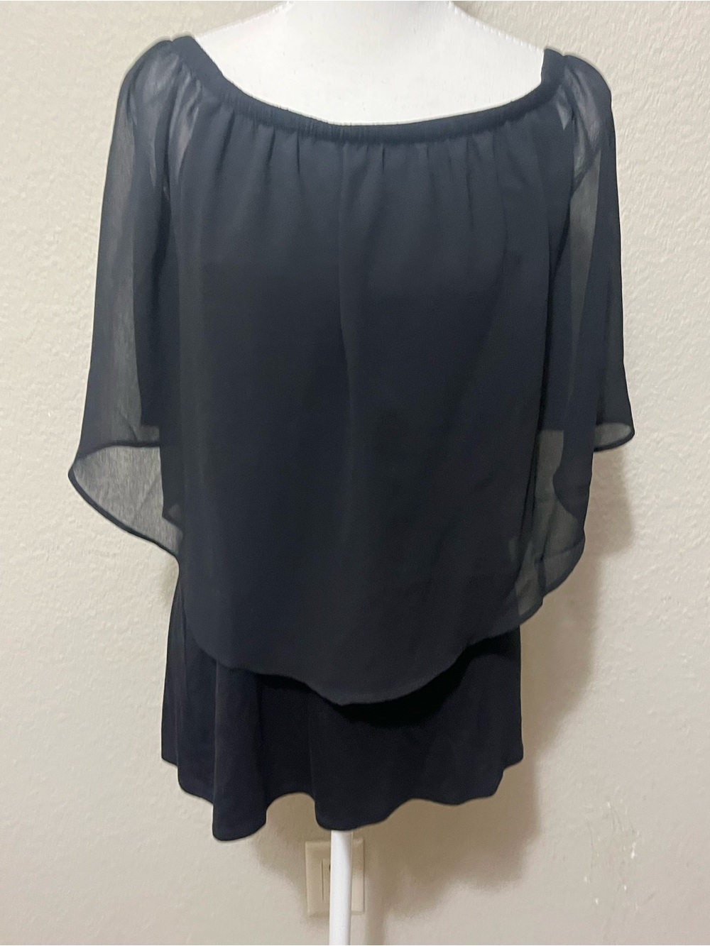 Elegant Black Sheer Overlay Blouse